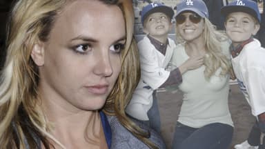 Britney Spears traurig - im Hintergrund happy mit ihren Söhnen Jayden und Sean Preston