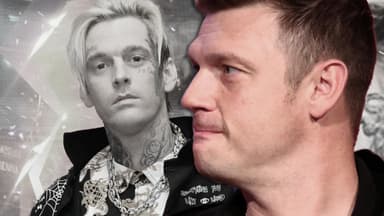 Nick Carter guckt ernst und Aaron Carter in die Kamera, Collage