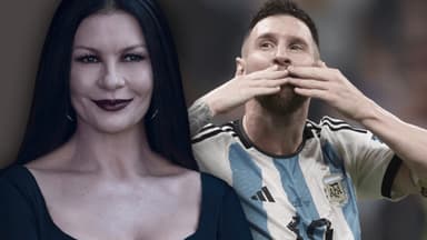 Catherine Zeta-Jones (als Morticia Addams in "Wednesday") und Lionel Messi