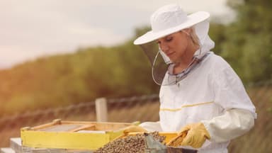 Imkerin mit Bienenwaben