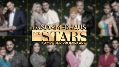 Die "Sommerhaus der Stars"-Paare 2023 verschwommen mit Logo