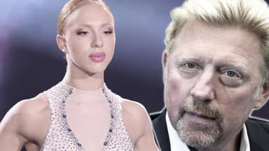 Anna Ermakova und ihr Vater Boris Becker gucken ernst Fotomontage