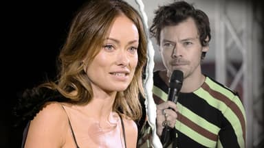 Olivia Wilde sieht angestrengt aus, Harry Styles kneift die Lippen zusammen, in der Mitte ist ein Riss