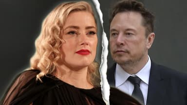 Amber Heard und Elon Musk mit Riss in der Mitte