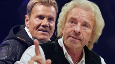 Dieter Bohlen sieht sauer aus, Thomas Gottschalk erhebt warnend den Zeigefinger