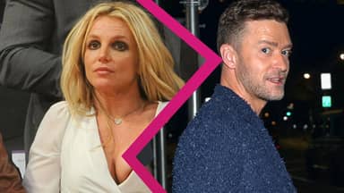 Britney Spears und Justin Timberlake mit Blitz in der Mitte