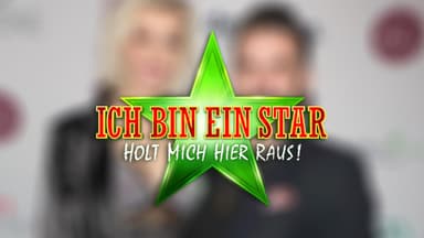 Verena Kerth und Marc Terenzi verschwommen hinter Dschungelcamp-Logo