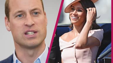 William guckt entsetzt, Meghan strahlt