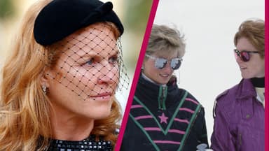 Sarah Ferguson in Trauerkleidung - mit Prinzessin Diana beim Skifahren 