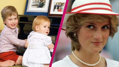 Prinz William und Prinz Harry als Kleinkinder am Klavier - daneben Prinzessin Diana 