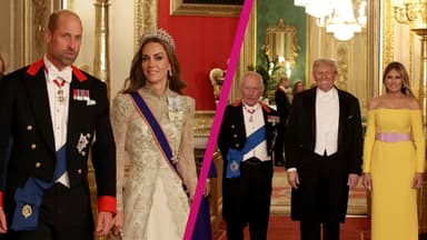 Prinzessin Kate, Prinz William, Donald Trump, König Charles und Melania vor dem Staatsdinner in Großbritannien