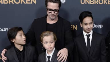 Brad Pitt mit seinen Kindern Pax, Maddox und Shiloh