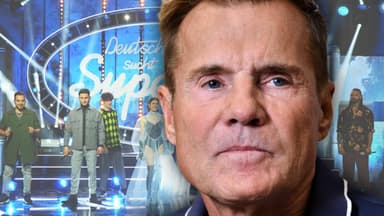 Dieter Bohlen guckt ernst, DSDS-Kandidaten im Hintergrund