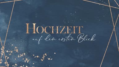 Das "Hochzeit auf den ersten Blick"-Logo vor blauem Hintergrund