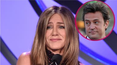 Jennifer Aniston und Matthew Perry ernst, Bildkollage