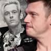 Nick Carter guckt ernst und Aaron Carter in die Kamera, Collage