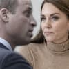 Prinz William und Prinzessin Kate schauen sich ernst an, Collage