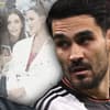 WM 2022 in Katar: Kevin Trapp und Ilkay Gündogan - im Hintergrund die Spielerfrauen Sara Gündogan und Izabel Goulart in Katar auf der Tribüne