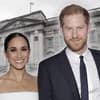 Herzogin Meghan und Prinz Harry vor dem Buckingham-Palast. 