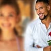 "Bachelor"-Kandidatin verschwommen, David Jackson mit einer Rose in der Hand