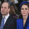 Prinz William und Prinzessin Kate schauen ernst