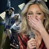 Helene Fischer hält sich die Nase, im Hintergrund Foto von ihrer Akrobatiknummer