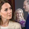 Prinzessin Kate ernst - im Hintergrund Prinz William und seine Tante Herzogin Sophie 