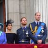 Prinz Harry und Herzogin Meghan mit Queen Elizabeth II., Prinz William und Prinzessin Kate bei "Trooping The Colour". 