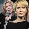 Cynthia Nixon guckt ernst, Kim Cattrall sieht empört aus