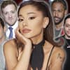 Ariana Grande stütz Kopf auf Hand, im Hintergrund stehen Jai Brooks, Ethan Slater, Big Sean und Pete Davidson