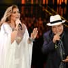 Romina Power & Al Bano auf der Bühne, Ylenia Carrisi eingefügt (Fotomontage)