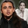 Prince Jackson spricht, im Hintergrund ein altes Foto von Michael Jackson