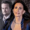 Courteney Cox sieht verzweifelt aus, Matthew Perry steht verblasst im Hintergrund