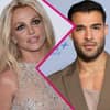 Britney Spears und Sam Asghari mit Zick-Zack-Trennung in der Mitte