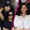 Kylie Jenner umklammert Timothée Chalamet, daneben ein Bild von Zendaya