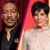 Collage Eddie Murphy und Kris Jenner mit pinken Strich