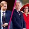 Prinz Harry, Prinz William und Prinzessin Kate mit Riss in der Mitte