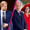 Prinz Harry, Prinz William und Prinzessin Kate mit Riss in der Mitte