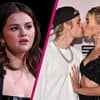 Selena Gomez mit offenem Mund, Hailey und Justin Bieber küssen sich