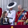 Prinzessin Charlotte, Prinzessin Kate, König Charles und Königin Camilla auf dem Palastbalkon für "Trooping the Colour", 2024