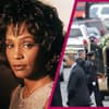 Whitney Houston ernst - ihr Sarg und der mit Blumen geschmückte Leichenwagen bei der Trauerfeier