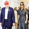 Donald & Melania Trump gehen nebeneinander, Menschen im Hintergrund