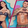 Melissa Damilia und Danilo Cristilli bei "Love Island VIP" zeigen ein Herz mit den Händen und lächeln