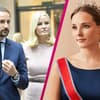 Prinz Haakon und Mette-Marit von Norwegen ernst - daneben Prinzessin Ingrid Alexandra 