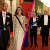 Prinzessin Kate, Prinz William, Donald Trump, König Charles und Melania vor dem Staatsdinner in Großbritannien