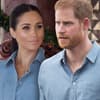 Collage von Prinz Harry und Meghan Markle, beide schauen ernst