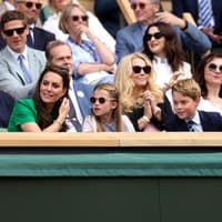 Prinzessin Kate, Prinz William und ihre Kinder Charlotte und George beim Tennisturnier in Wimbledon, Juli 2023