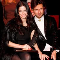 Die frisch getrennte Shermine Shahrivar und Designer André Borchers bei bei der Guido Maria Kretschmer Fashion Show