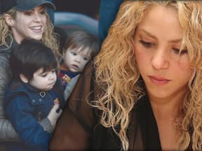 Shakira traurig - im Hintergrund mit ihren Söhnen Milan und Sasha auf dem Arm