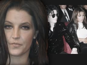 Lisa-Marie Presley traurig - im Hintergrund mit Michael Jackson